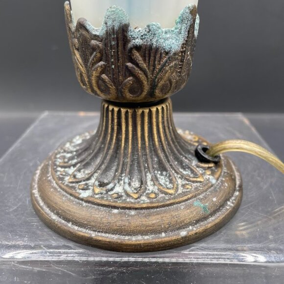 Andrea by Sadek Pink Frosted Trumpet Accent Lamp Brass Base Works - Picture 3 of 12